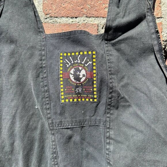 Vintage Nixit Black Overalls Men’s Medium Tribal Aztec Patch 90s Grunge Rare - Picture 9 of 9